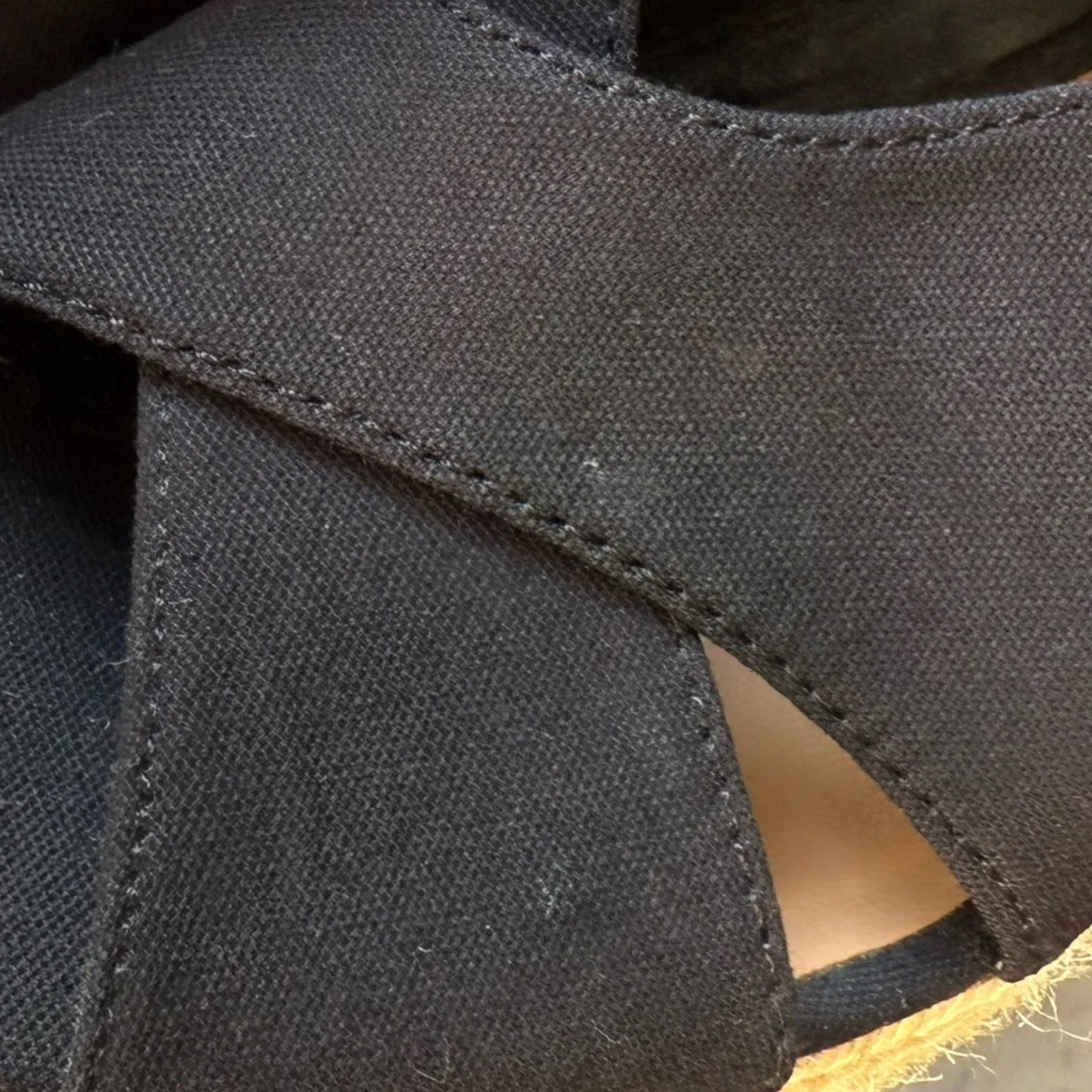 Seychelles Diamond Black Canvas Cork Wedge Slingback Sandals Women's Size 8.5